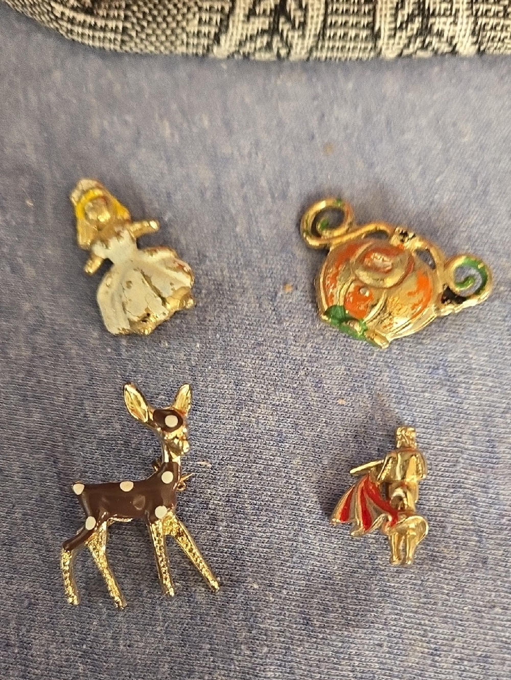 Vintage Midcentury small Brooch/Pins; Princess, Pumpkin Coach, Fawn, Matador